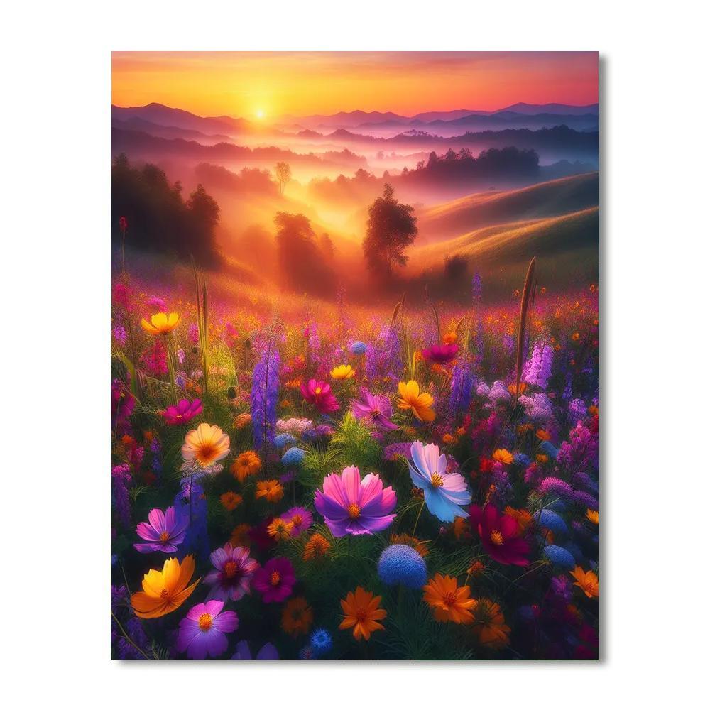 Wildflower Meadow At Dawn Painting By Numbers Kit