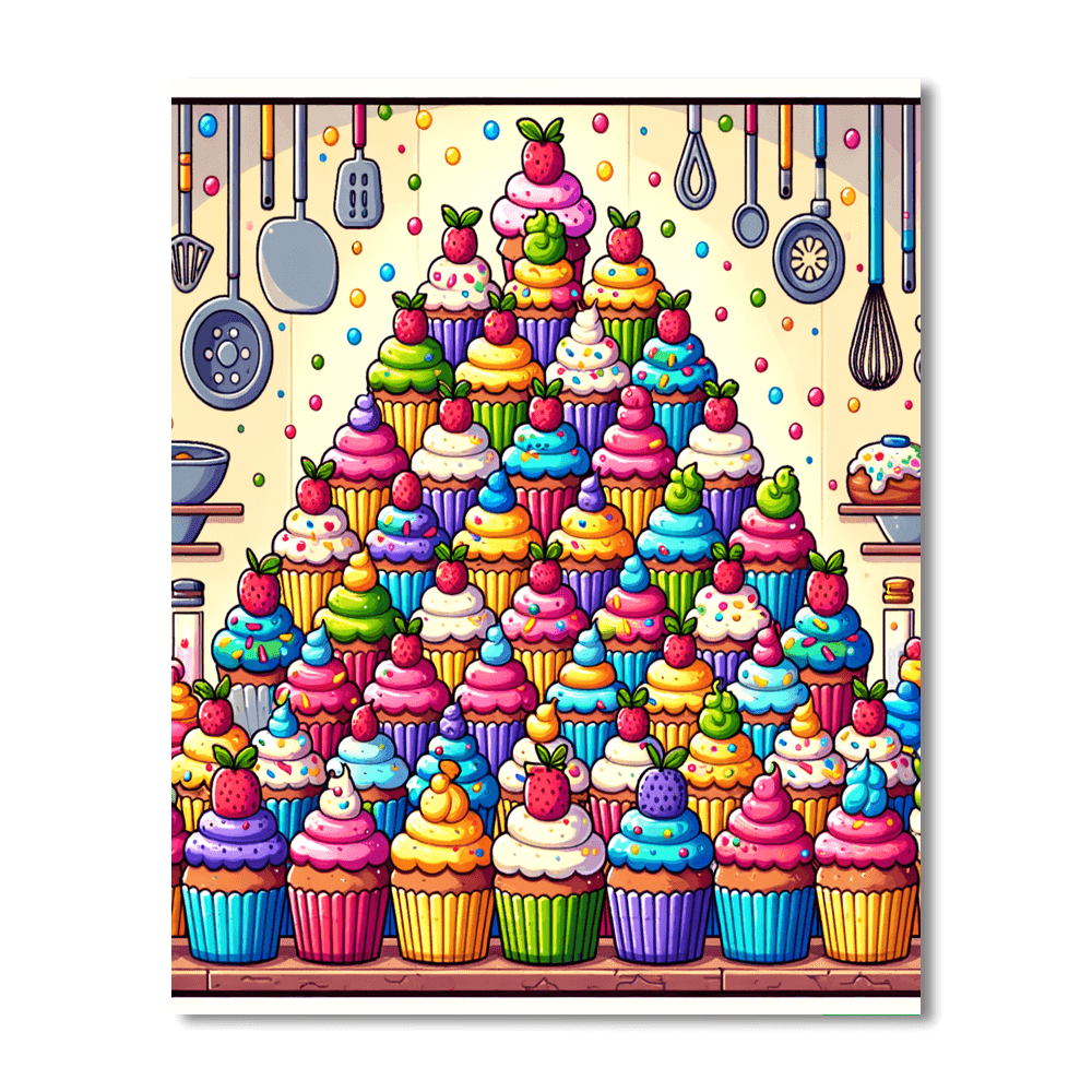 Cheery Cupcake Bakery Paint By Number