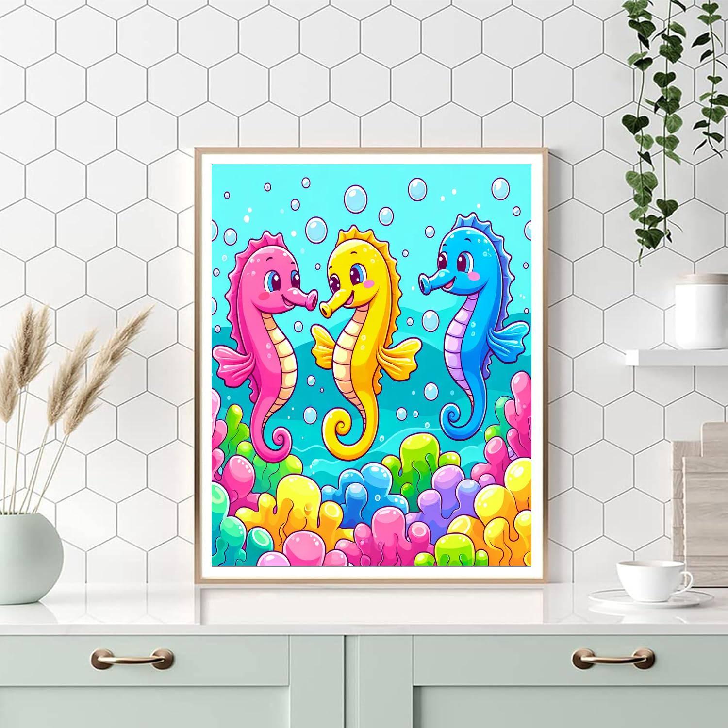 Silly Sea Horses Paint By Numbers Art