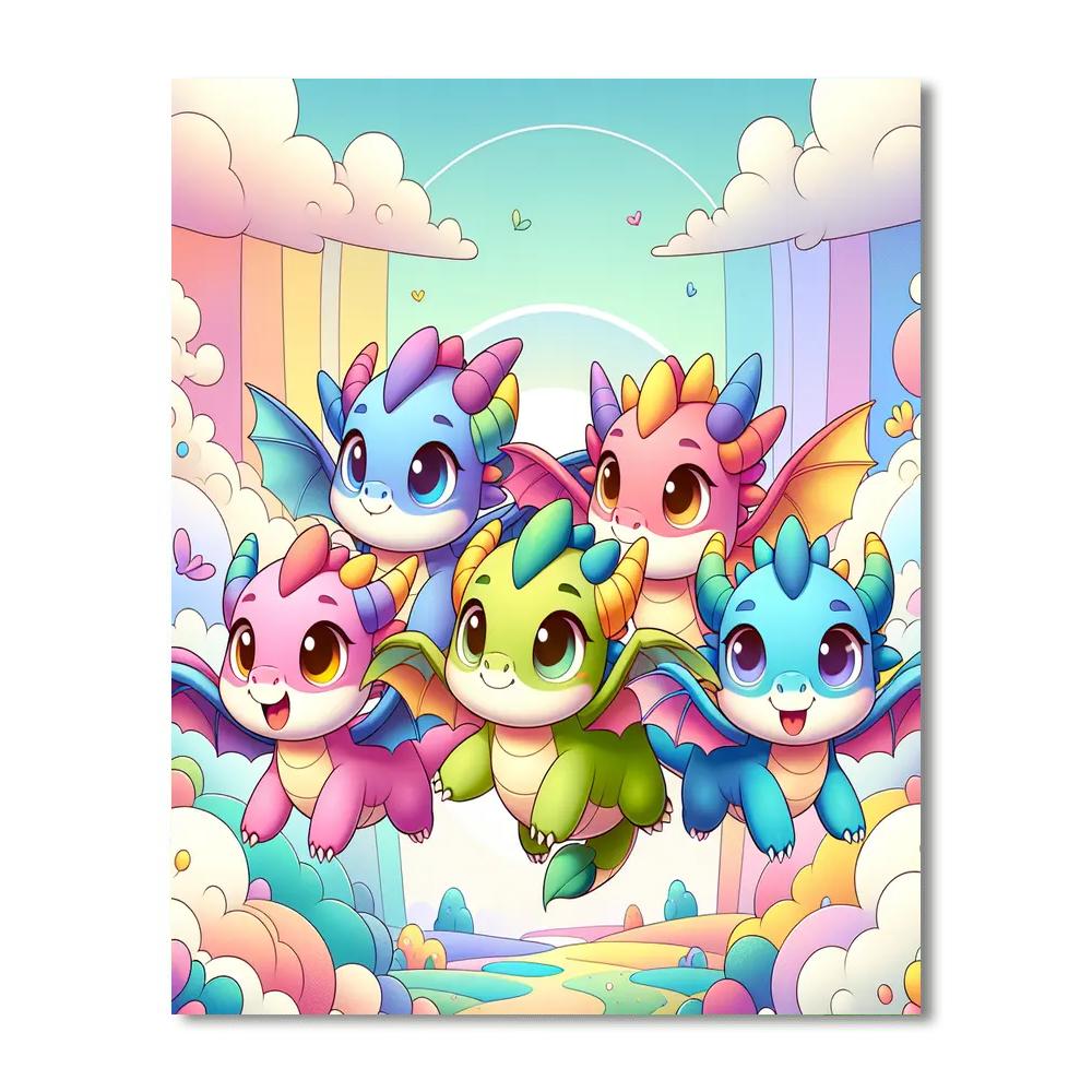 Mythical Dragon Friends Painting By Numbers Kit