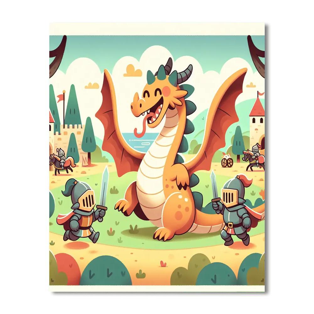 Knights And Dragon Friends Paint By Number