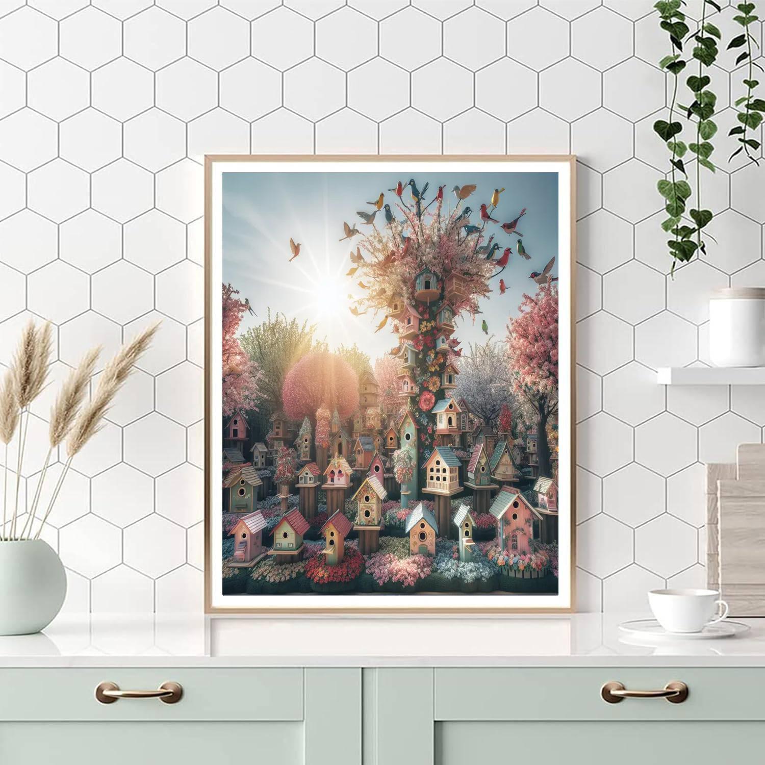 Whimsical Birdhouse Village DIY Paint By Numbers