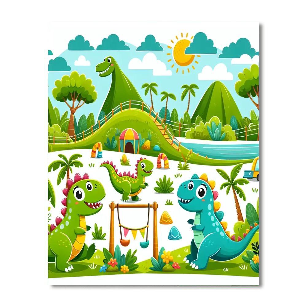 Joyful Dinosaur Friends Paint By Number