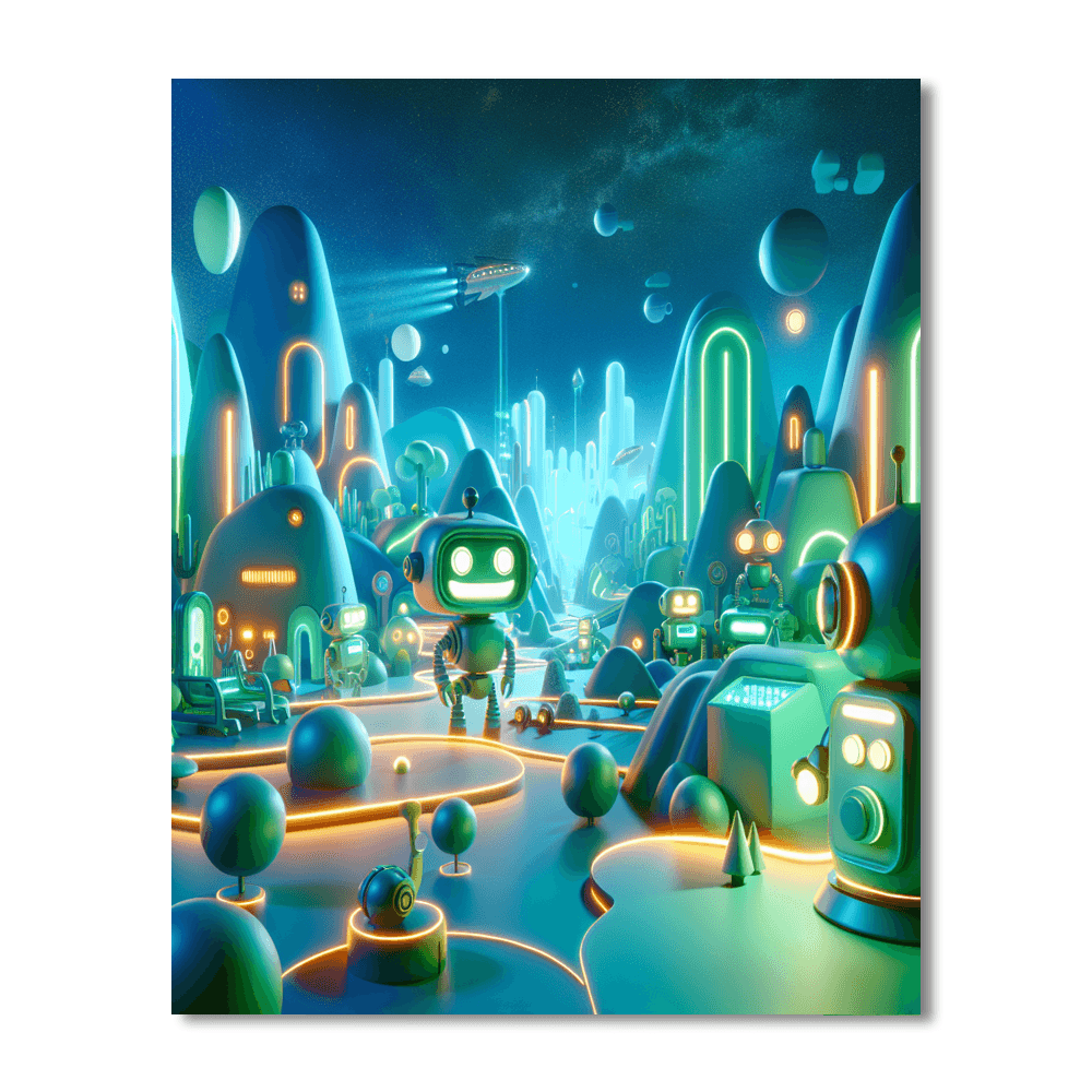 Whimsical Robot Land Paint By Number