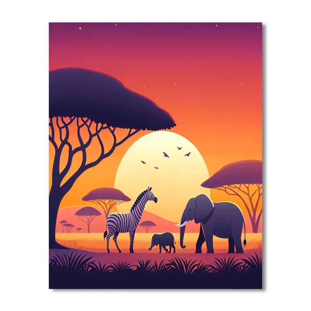 Sunset Savannah Spectacle Painting By Numbers Kit