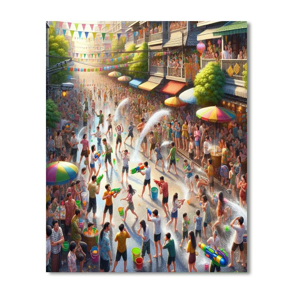 Songkran Water Festival - Bangkok, Thailand Paint By Numbers