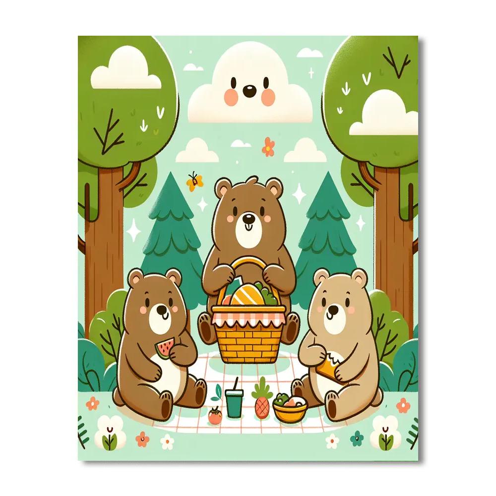Playful Bears Number Painting