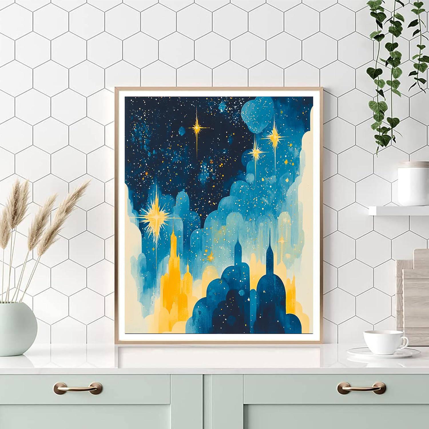 Paul Cézanne Inspired Luminous Starry Night  Paint By Color