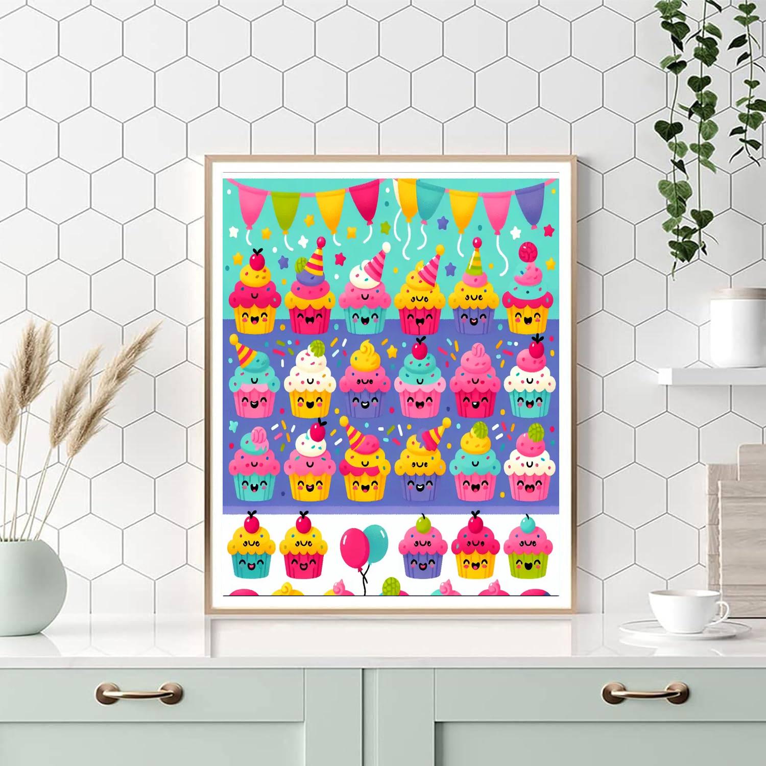 Cheery Cupcake Party Numbered Painting Kits