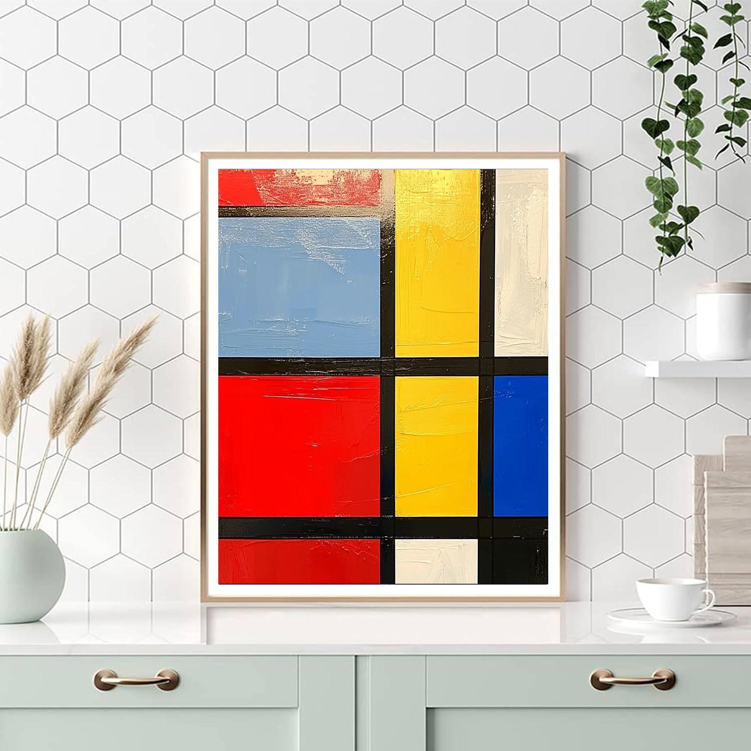 Mondrian Inspired Geometric Reflections  DIY Paint By Numbers