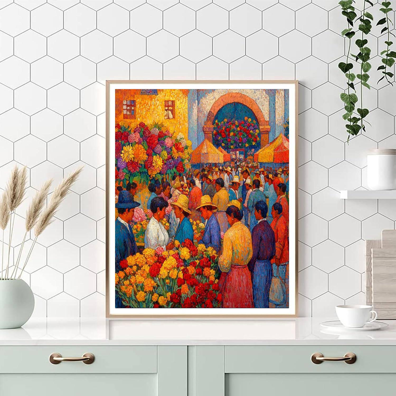 Diego Rivera Inspired Vibrant Market Revelry  Painting By Numbers Kit