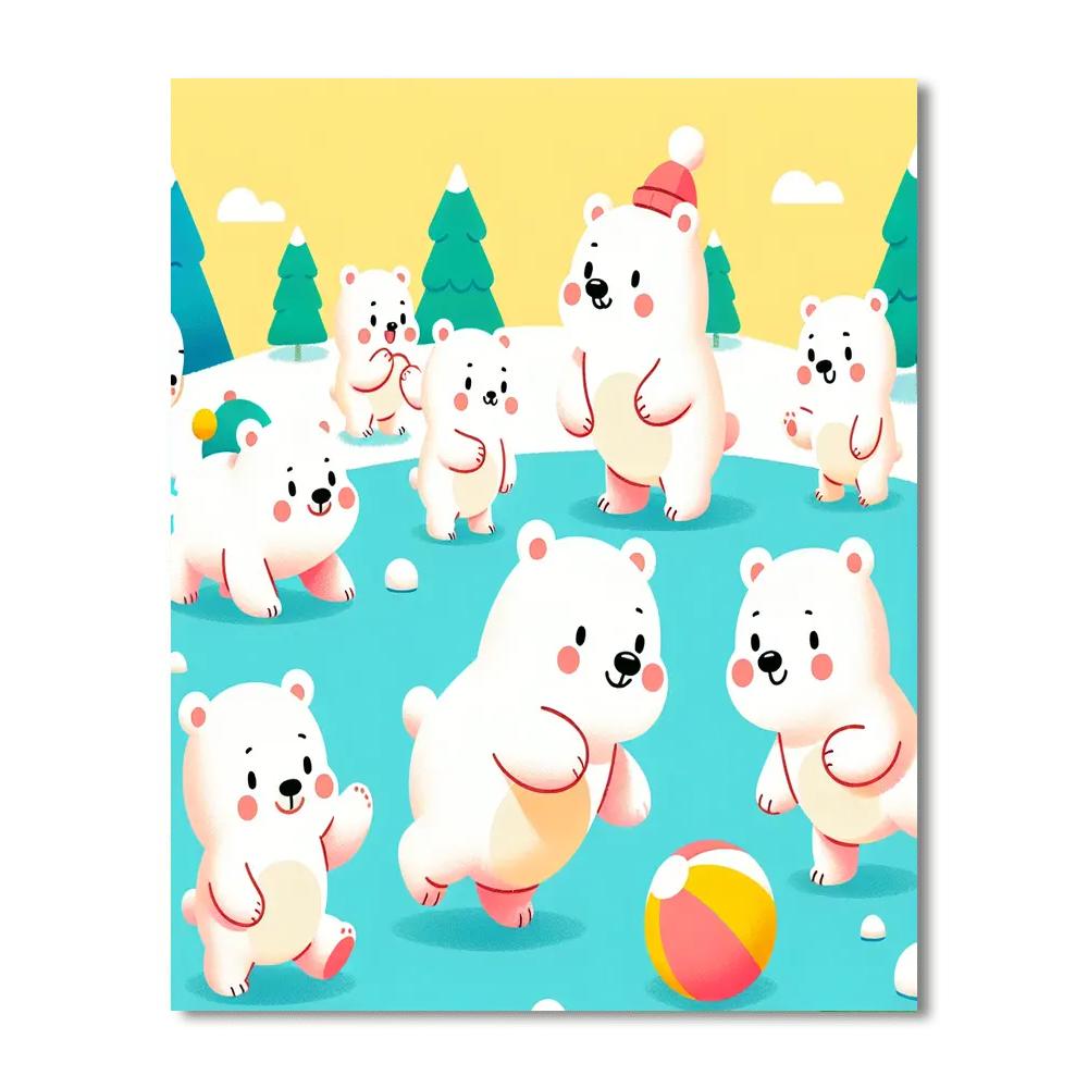 Playful Polar Bear Snow Day Paint By Number