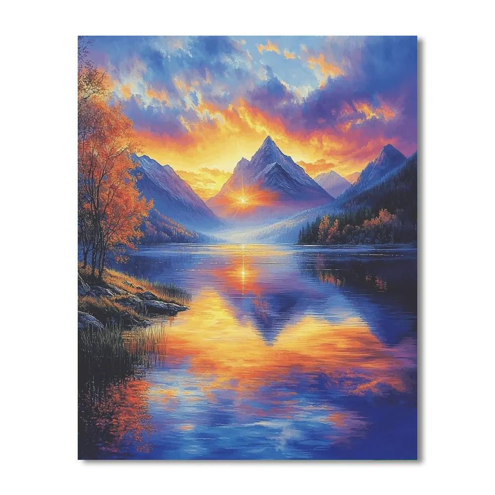 J.M.W. Turner Inspired Vivid Mountain Reflections  Paint By Numbers Kits