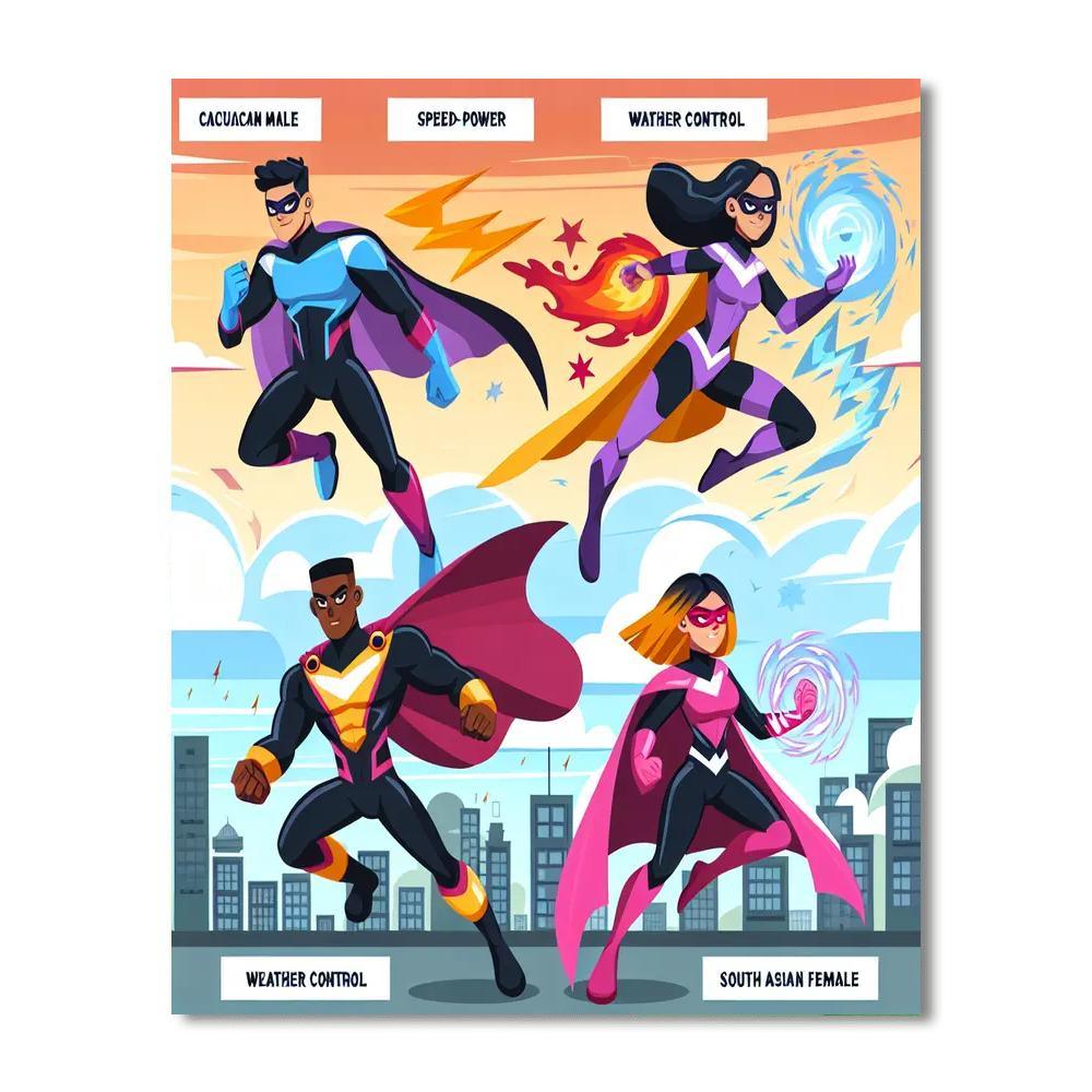 Superhero League Number Painting