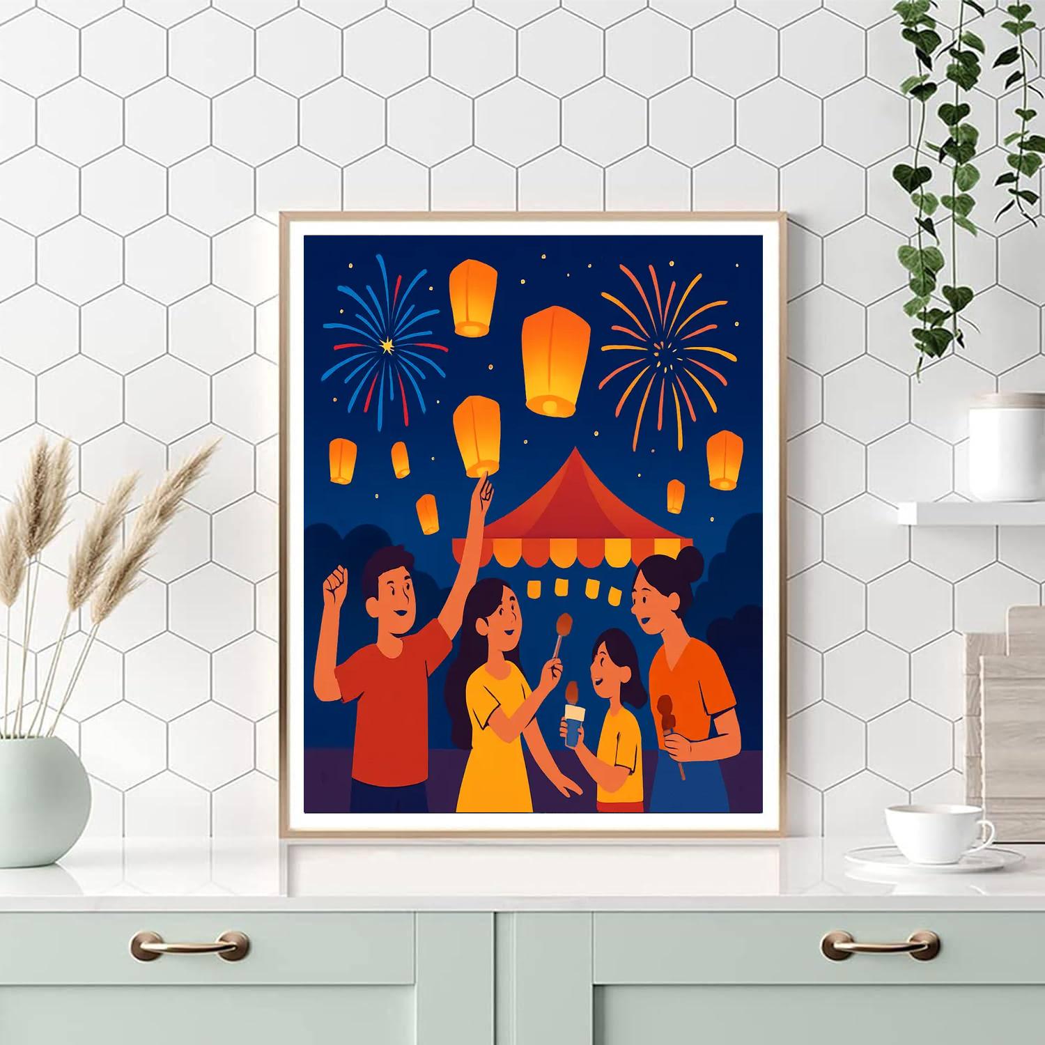 Glowing Festival Of Lights Painting By Numbers Kit