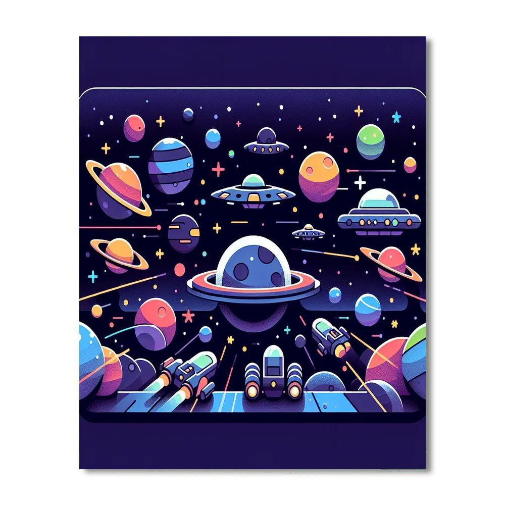 Galaxy Quest With Alien Planets Paint By Number