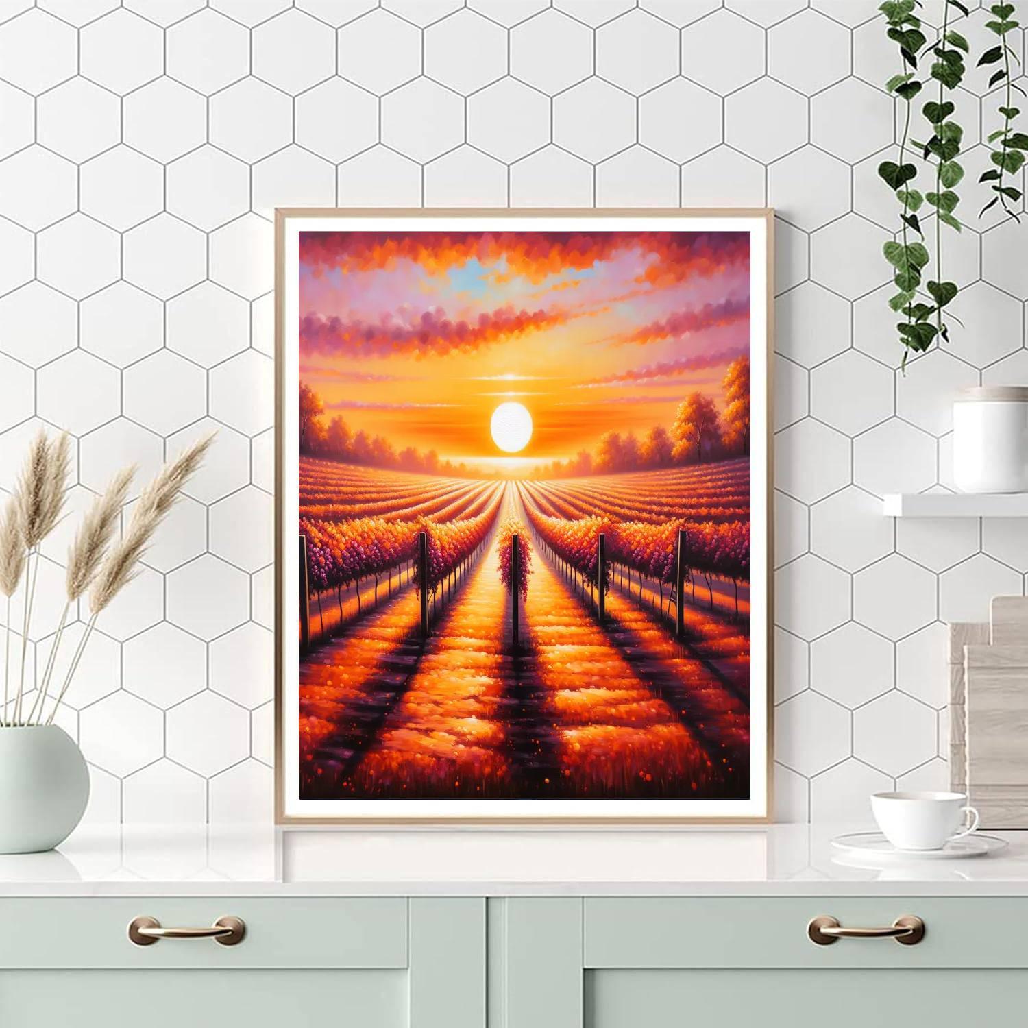 Charming Sunset Vineyard Paint By Number