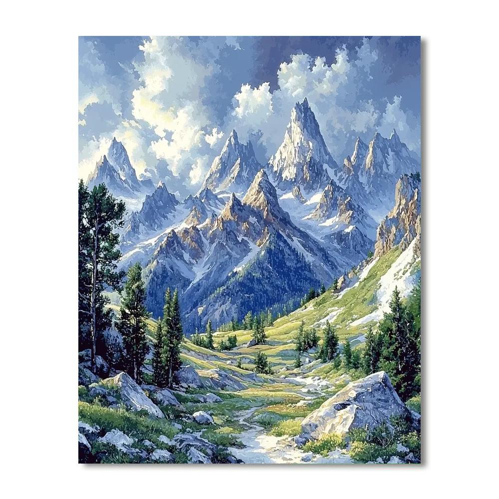 Georges Seurat Inspired Mountain's Echo  Number Painting