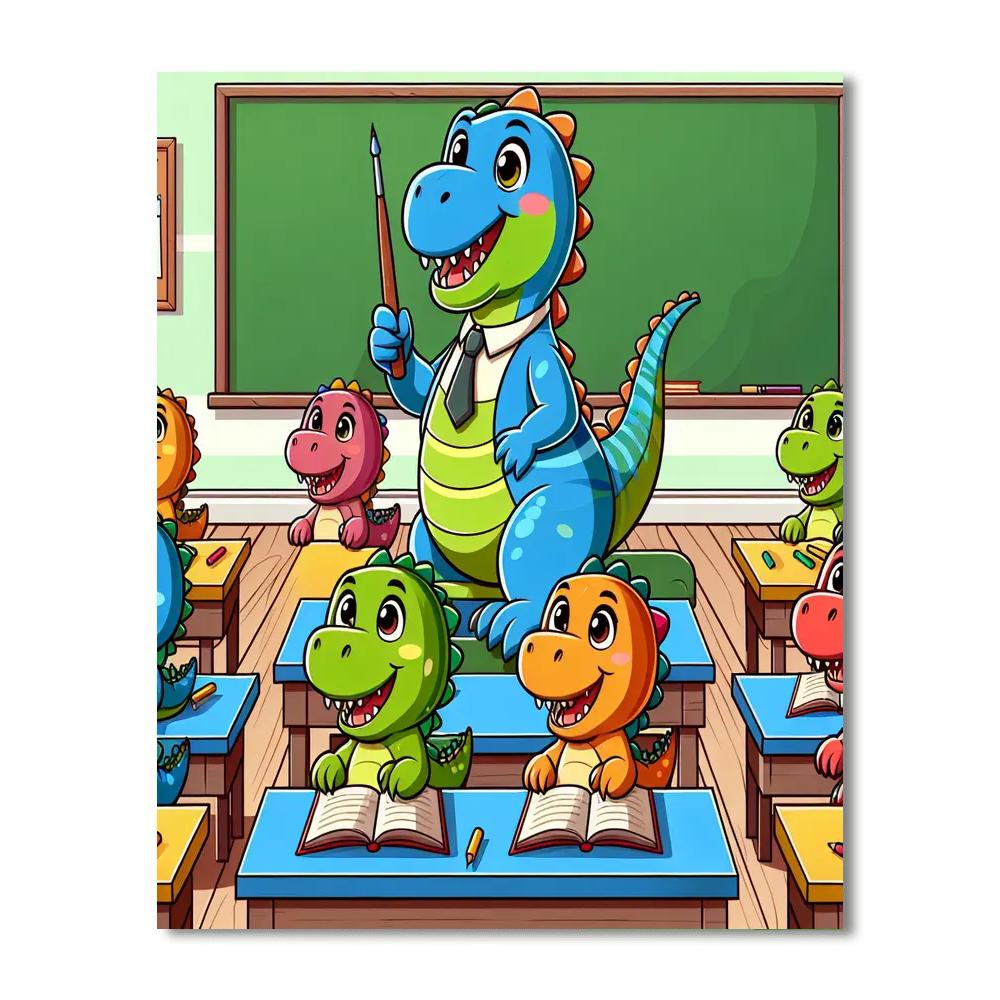Dino School Painting Number Kit