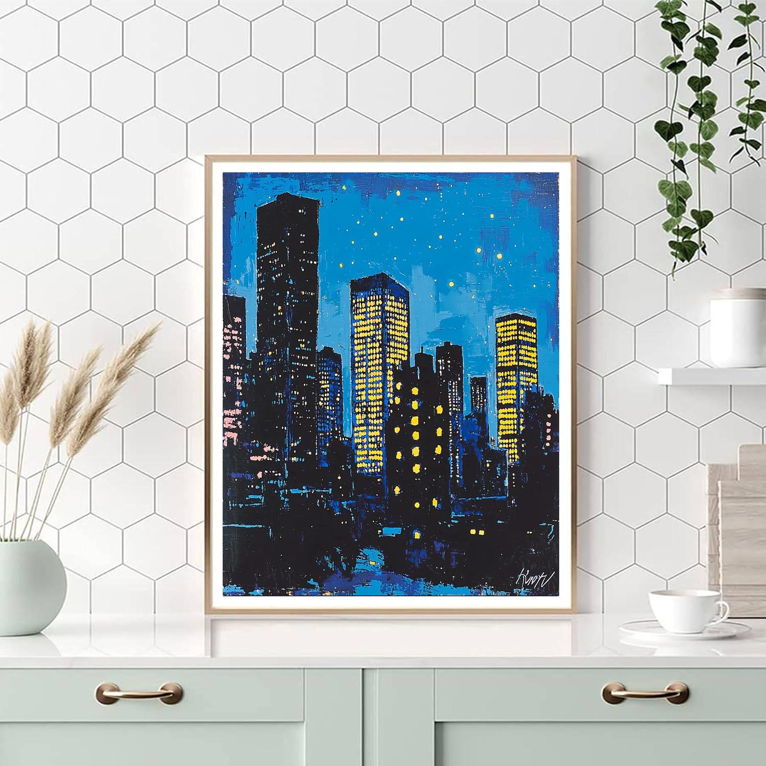 Roy Lichtenstein Inspired Futuristic Urban Illumination  Paint By Number