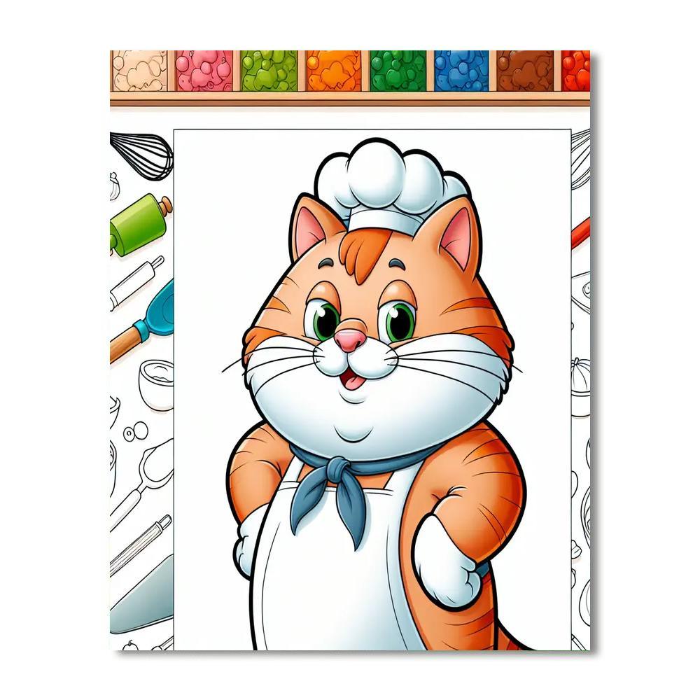 Sassy Cat Chef Painting By Numbers Kit