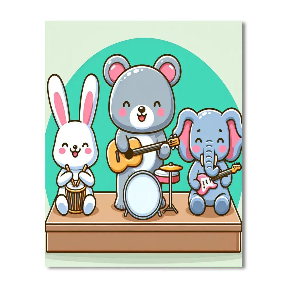 Merry Musical Creatures Paint By Numbers Art