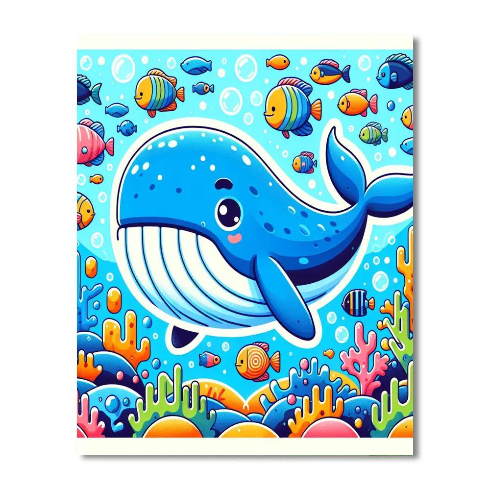 Gigantic Blue Whale Adventure Numbered Painting Kits