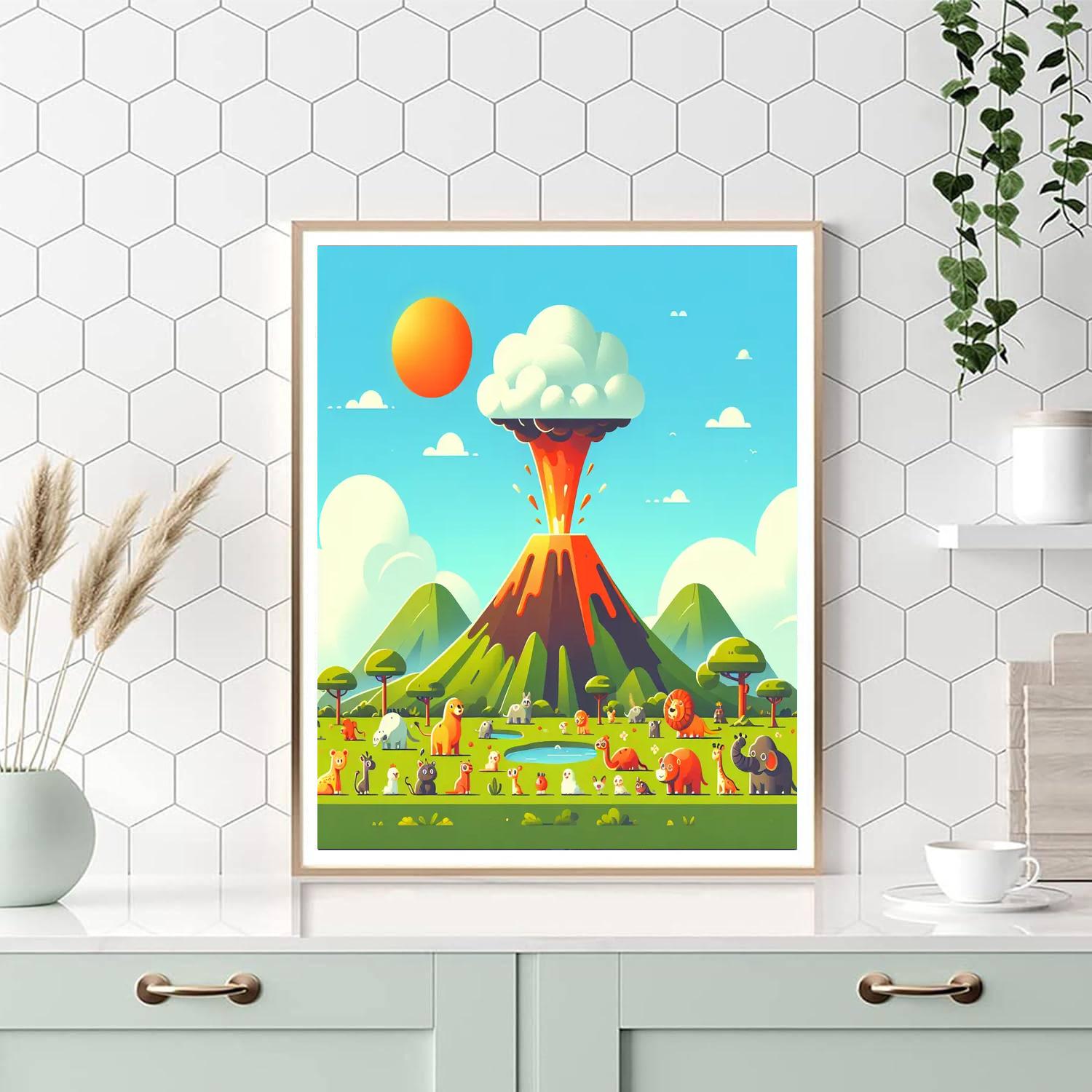 Bubbling Volcano Adventure DIY Paint By Numbers