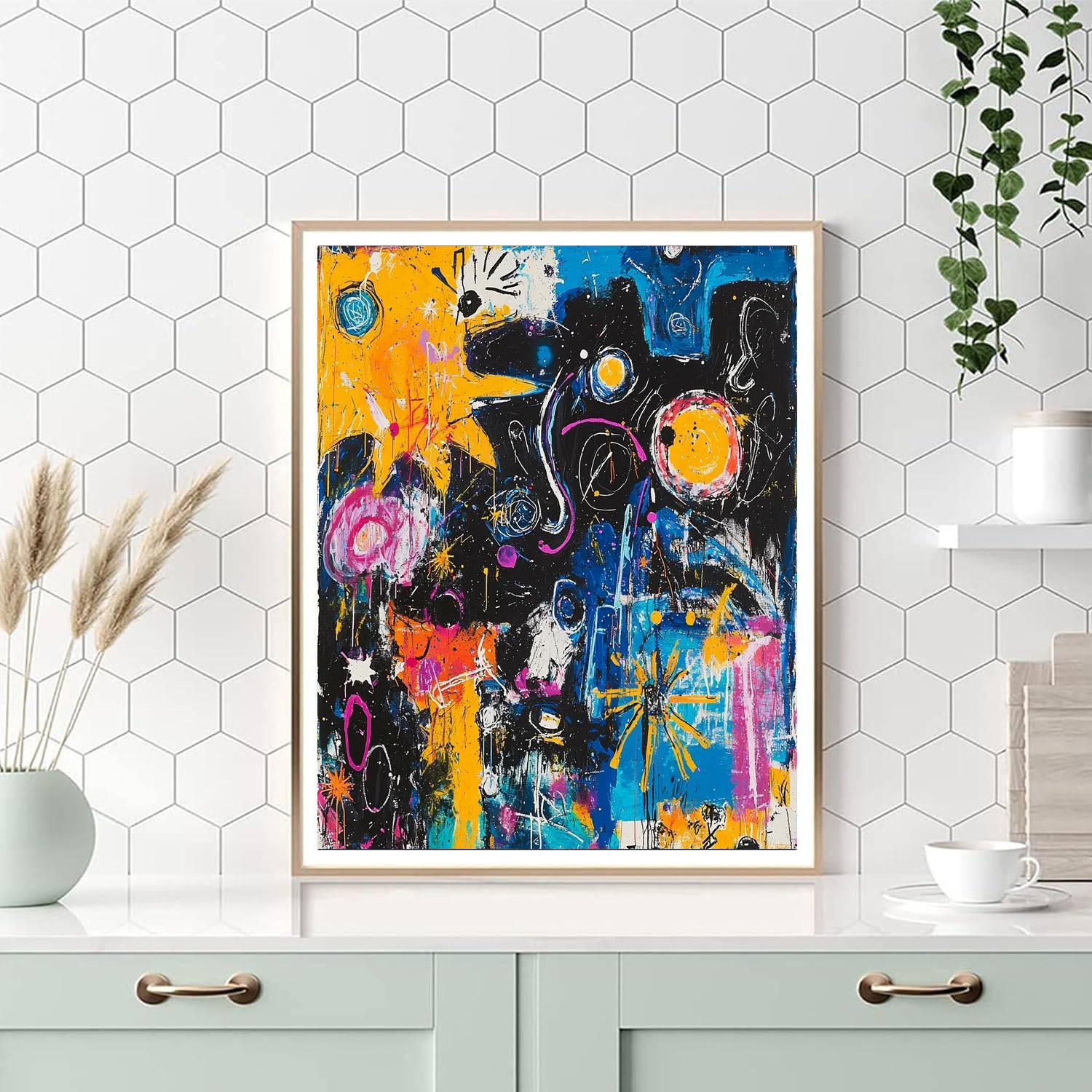 Jean-Michel Basquiat Inspired Cosmic Fragments  Numbered Painting Kits