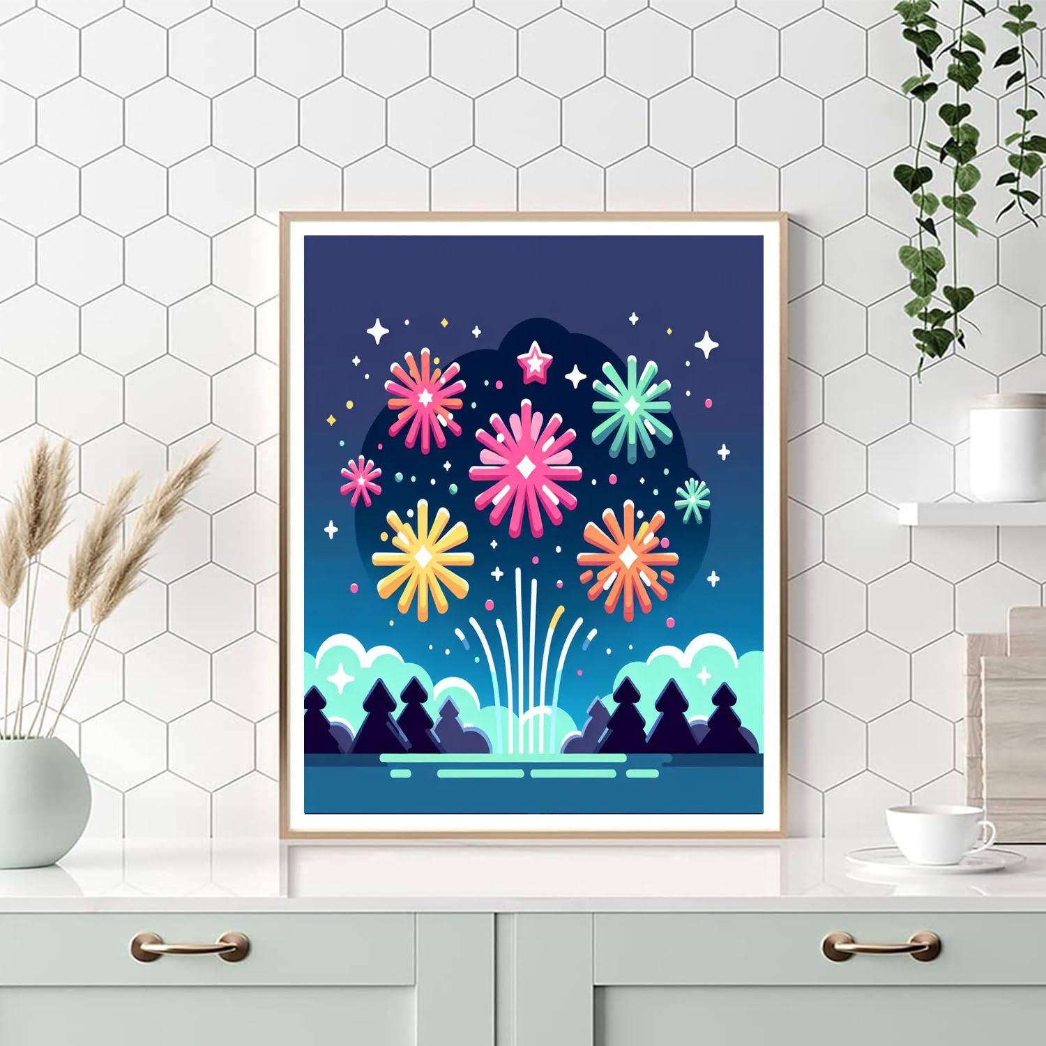 Fanciful Fireworks Fiesta Paint By Numbers Art