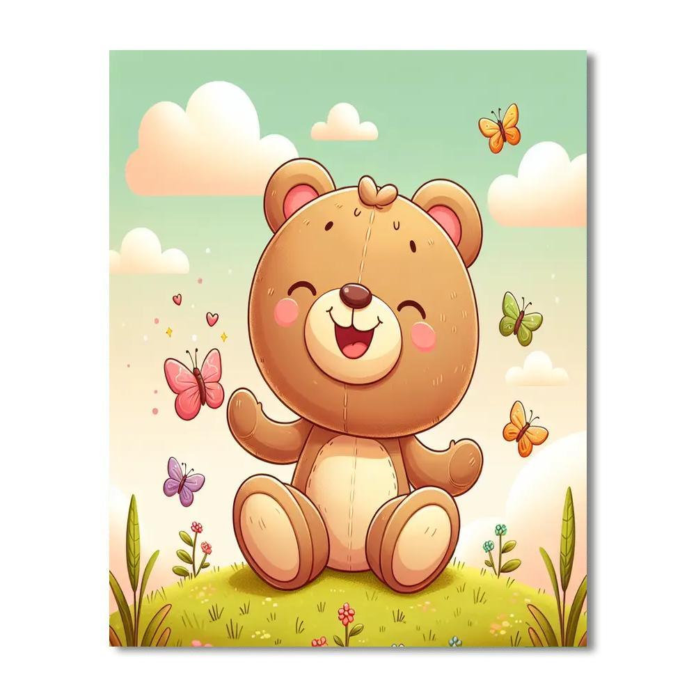 Cheerful Teddy Bear DIY Paint By Numbers