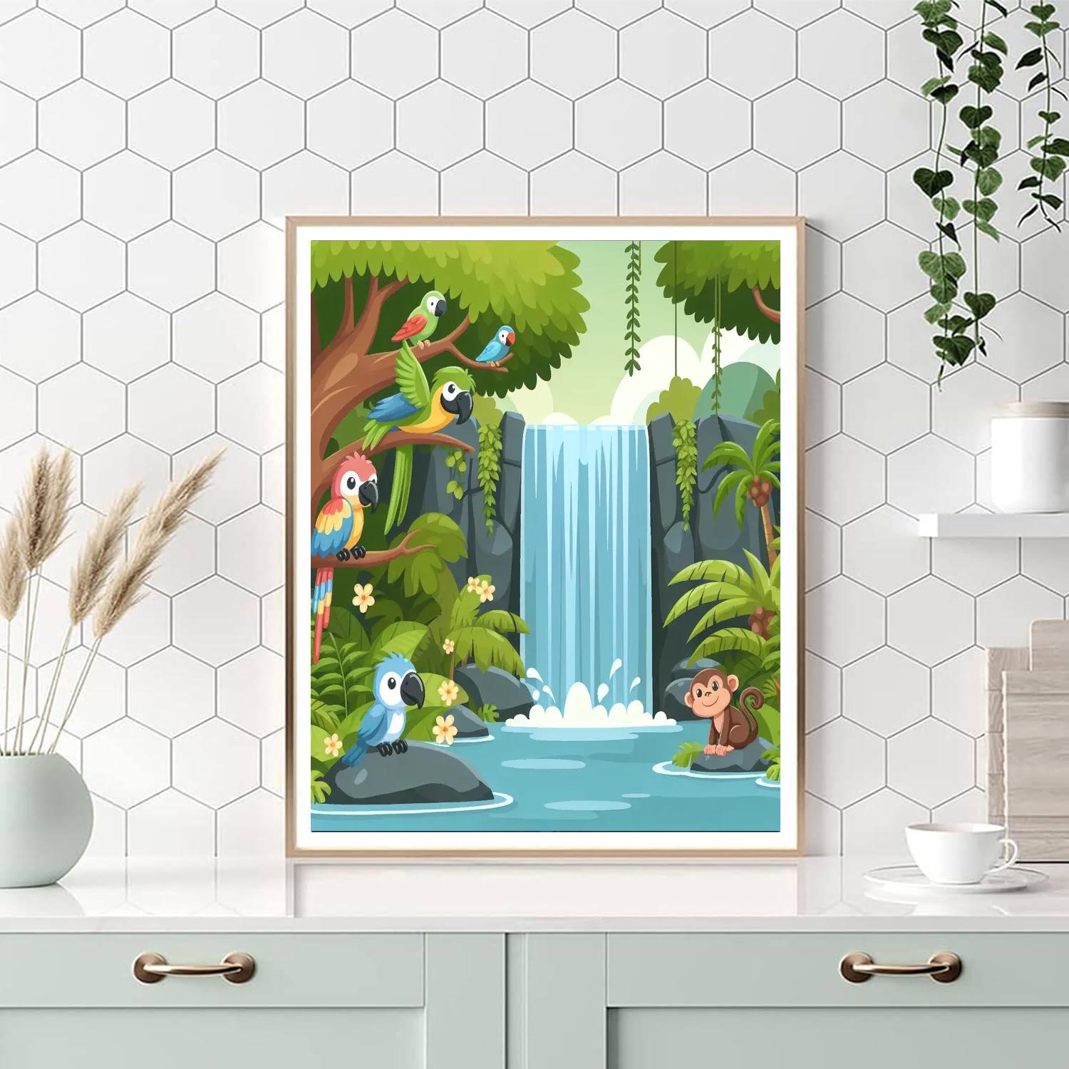 Jungle Waterfall Oasis DIY Paint By Numbers