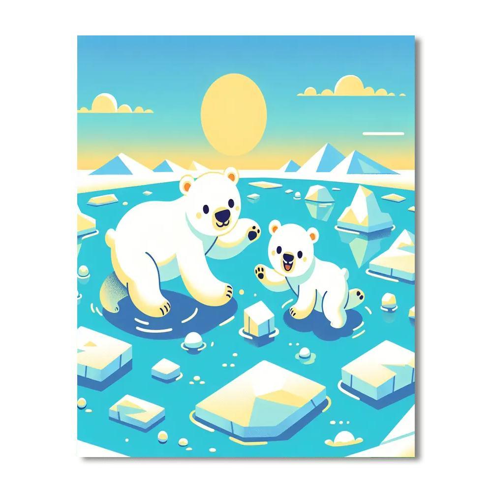 Artic Polar Bear Fun Number Painting