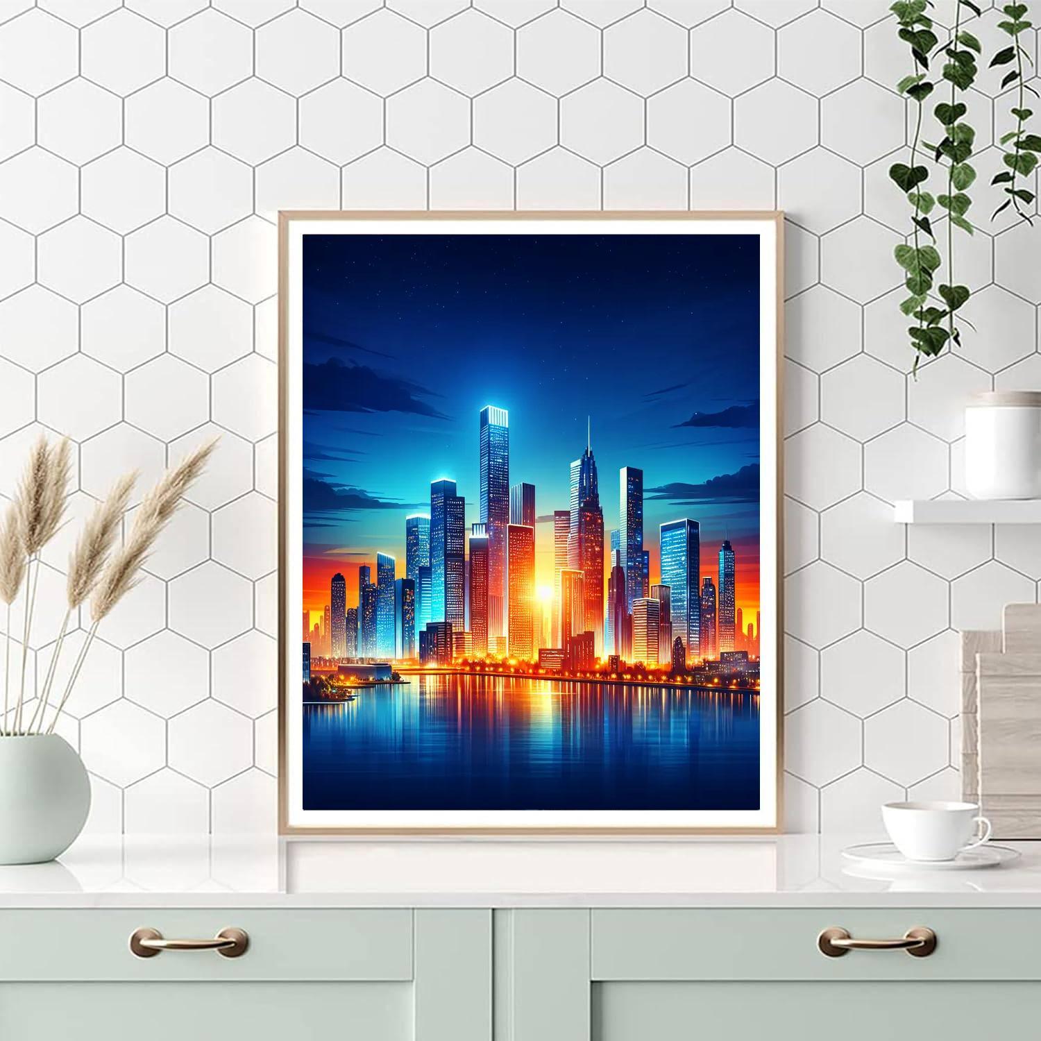 Radiant Urban Skyline Painting Number Kit