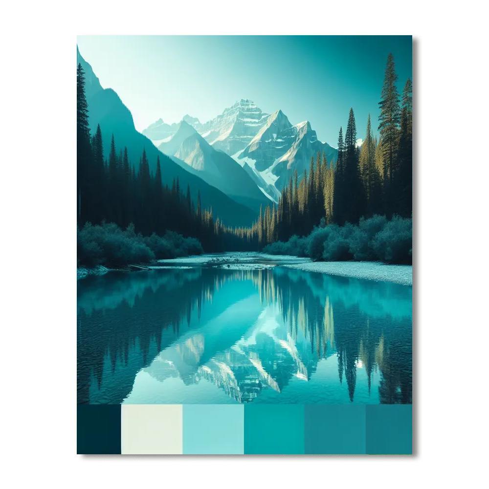 Mountain River Reflection Numbered Painting Kits