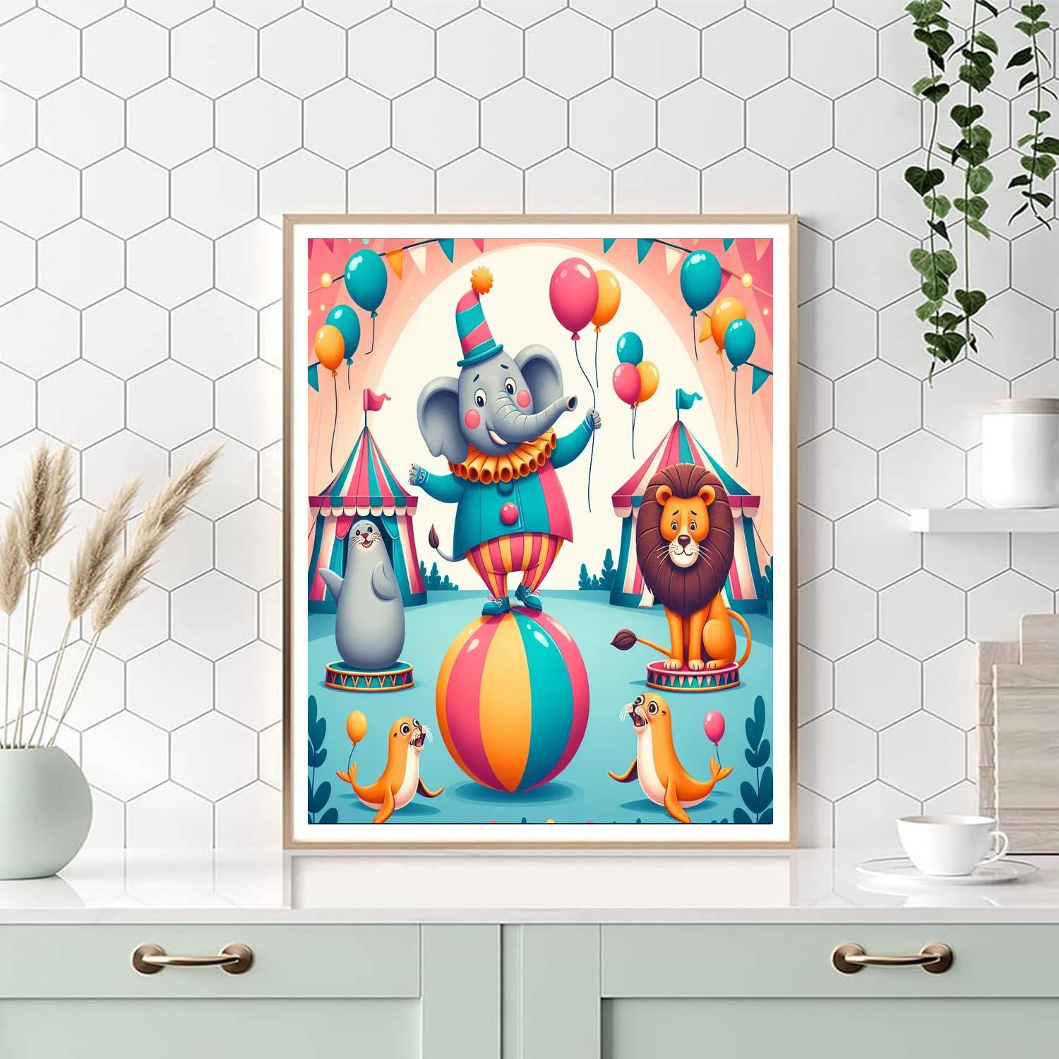 Cute Critters Circus Painting Number Kit