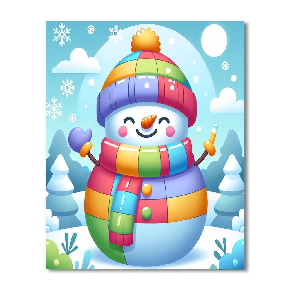 Colorful Snowman Painting By Numbers Kit