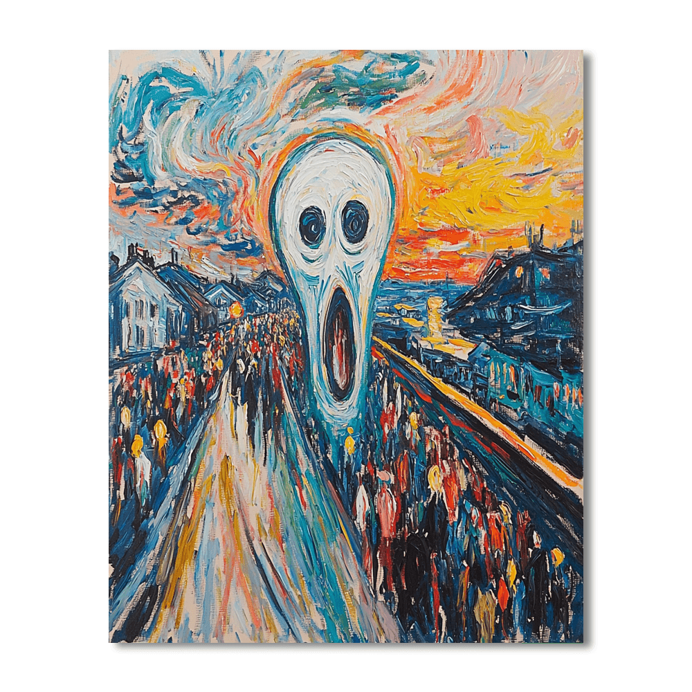 Edvard Munch Inspired Expressionist City Chaos  Paint By Number
