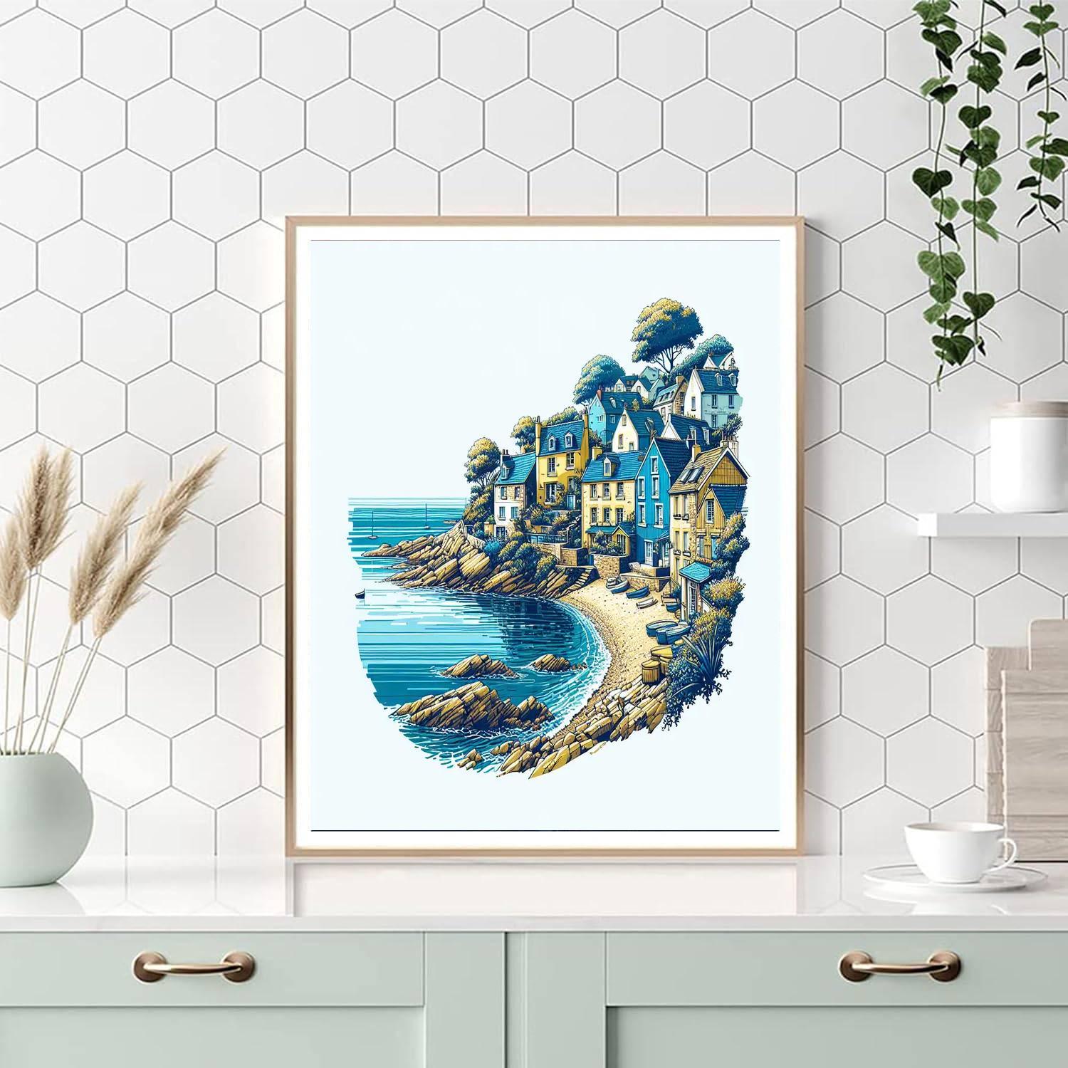 Seaside Village Escape Numbered Painting Kits