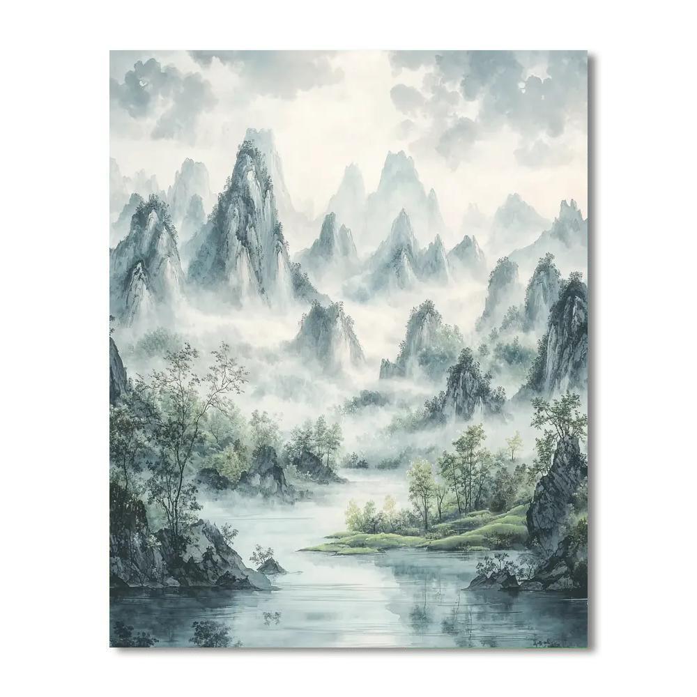 Zhao Mengfu Inspired Whispers Of Mist  Painting By Numbers Kit