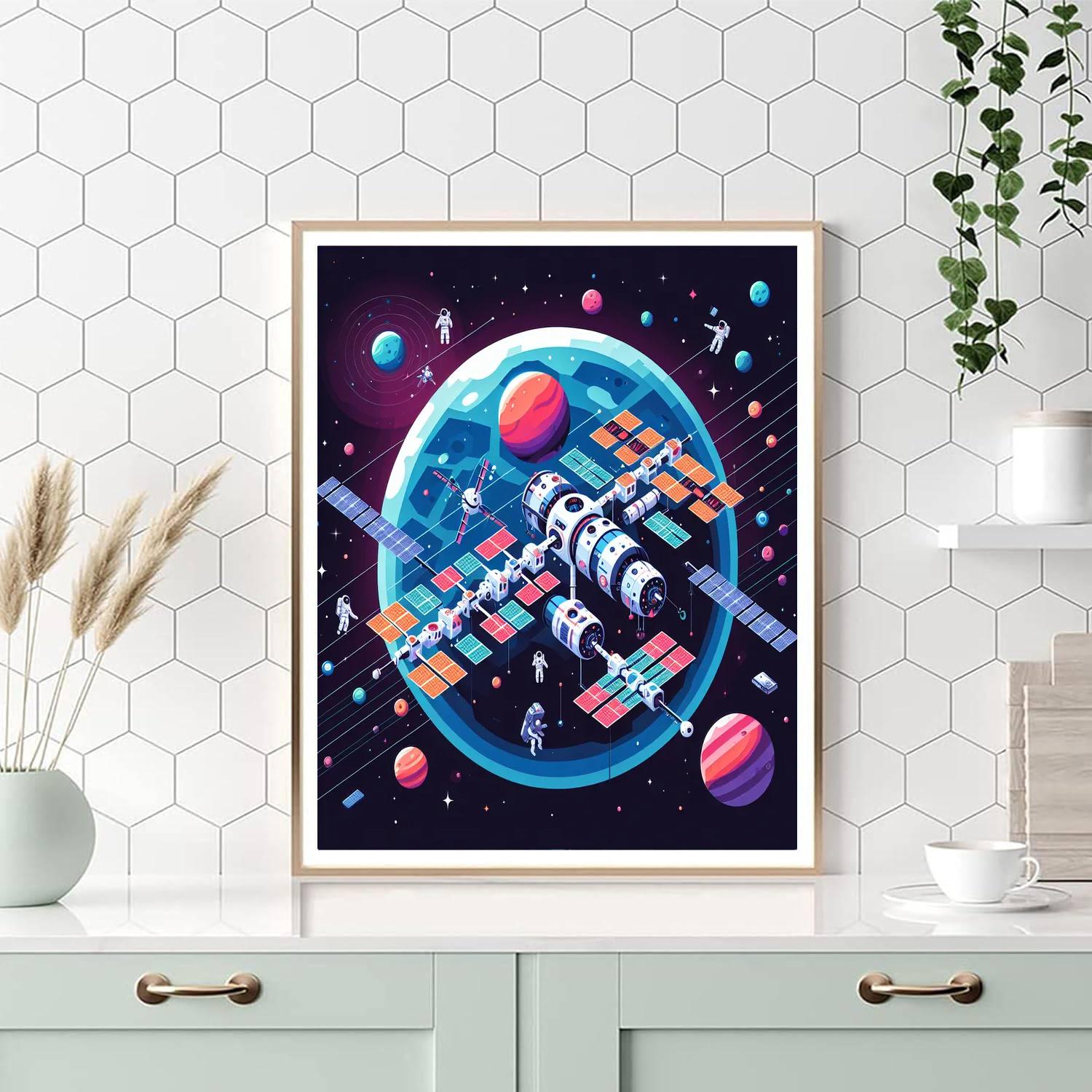 Outer Space Station Painting By Numbers Kit