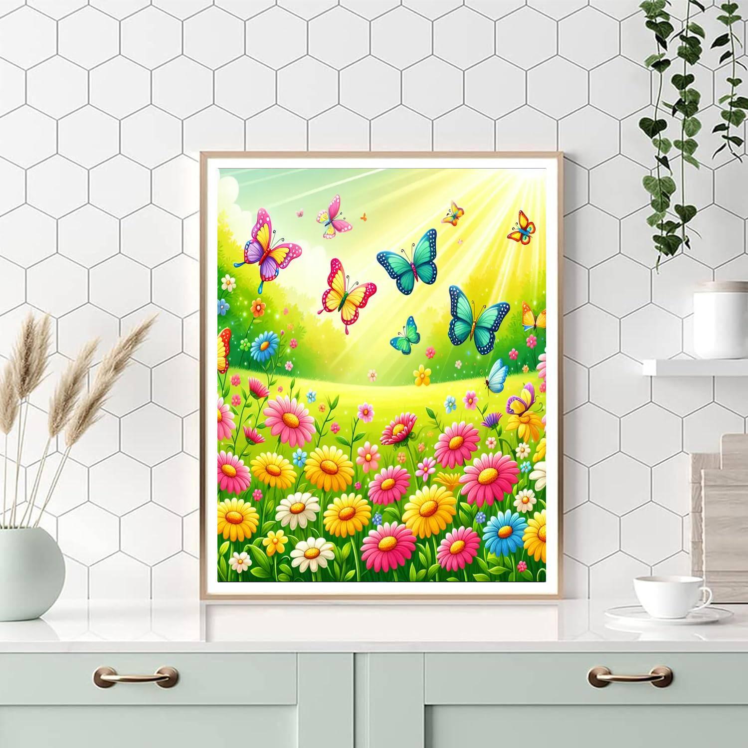 Dreamy Meadow Of Butterflies Numbered Painting Kits