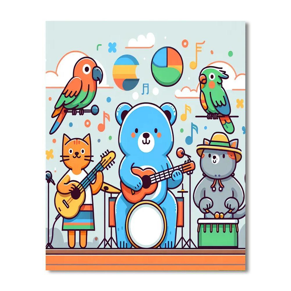 Cheerful Music Band Number Painting