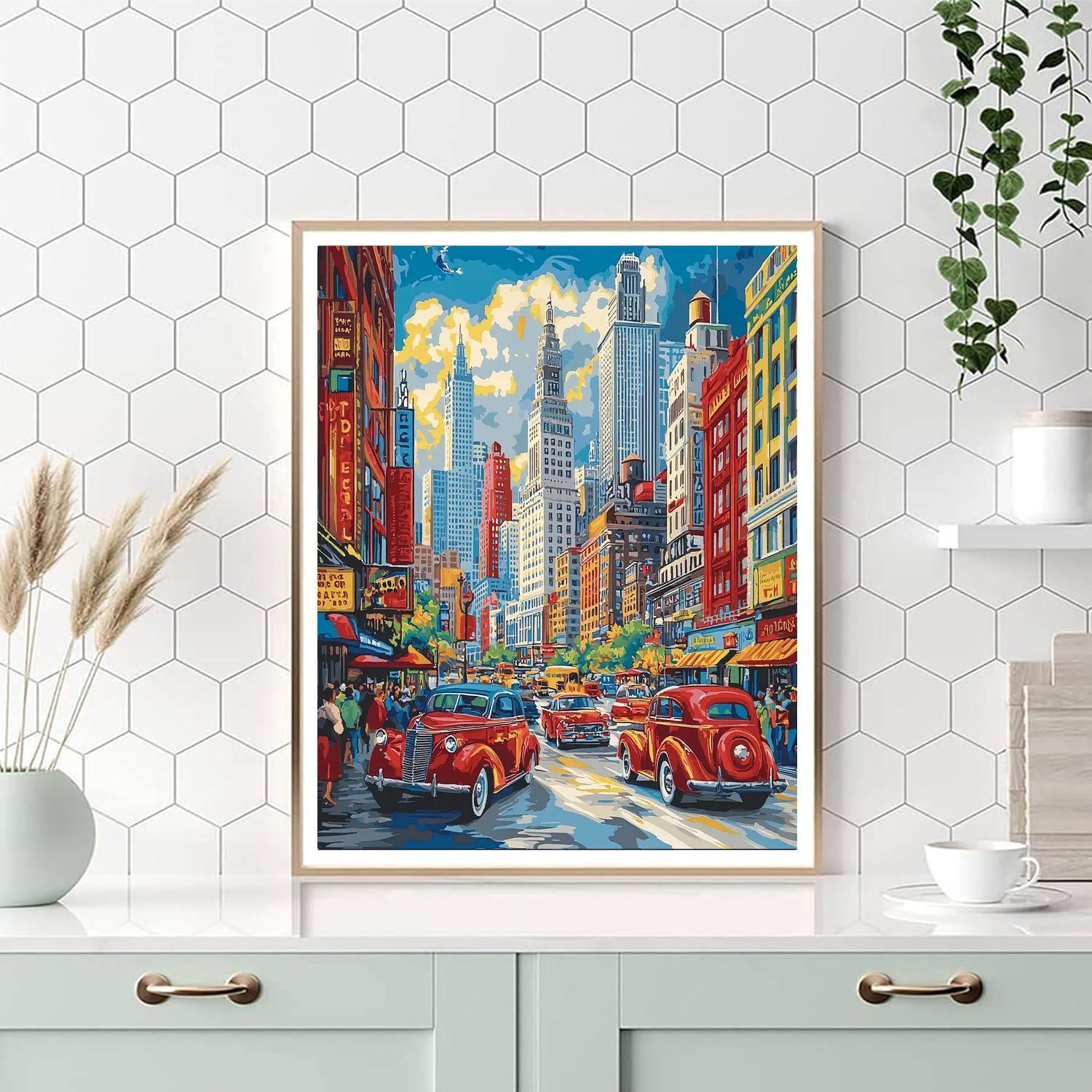 Edward Hopper Inspired Retro Metro  DIY Paint By Numbers