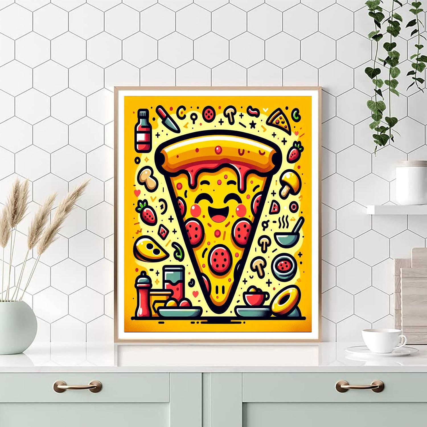 Happy Pizza Slice DIY Paint By Numbers