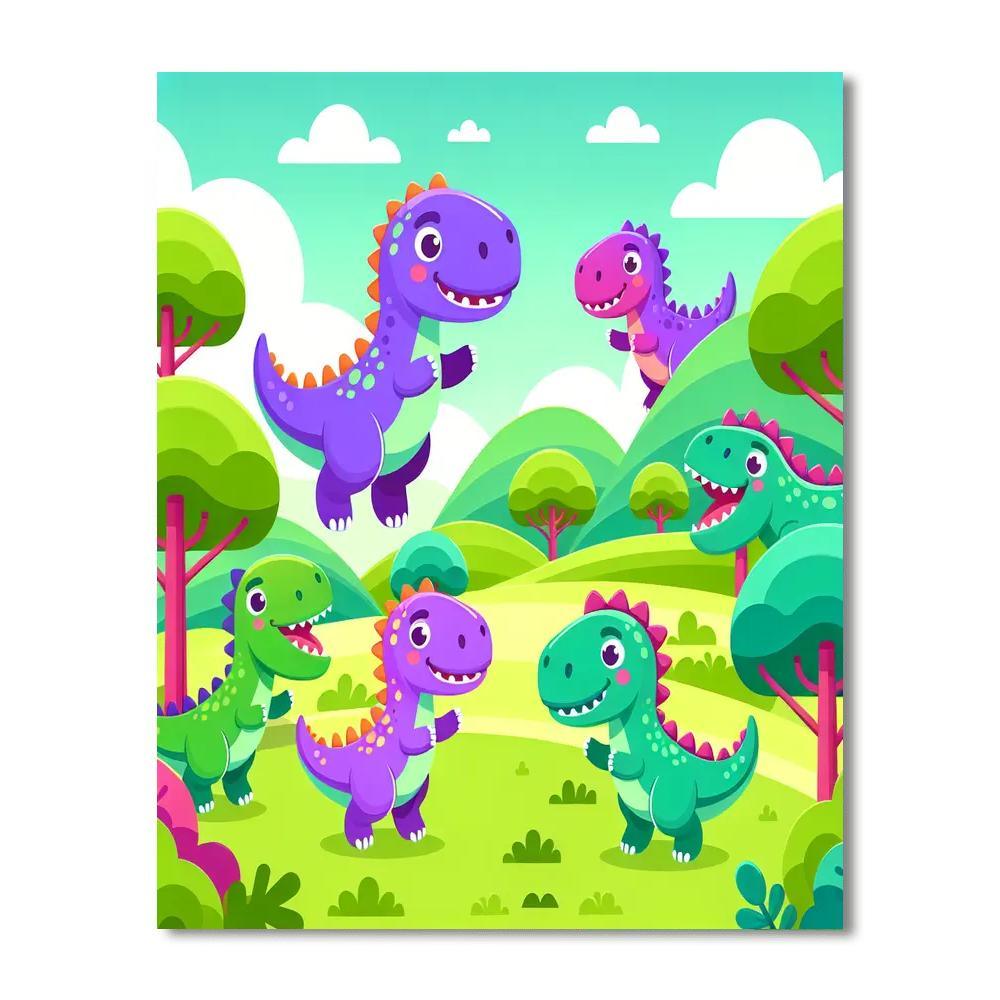Dizzy Dinosaurs Paint By Numbers Art