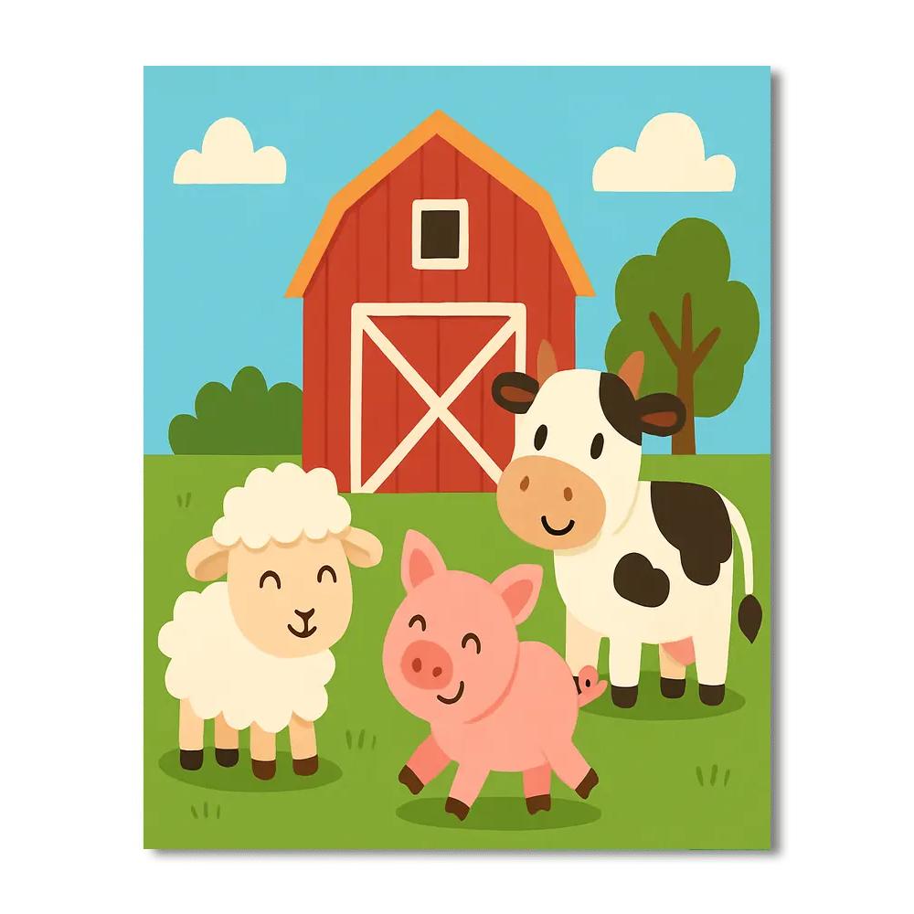 Cute Farmyard Paint By Numbers Art