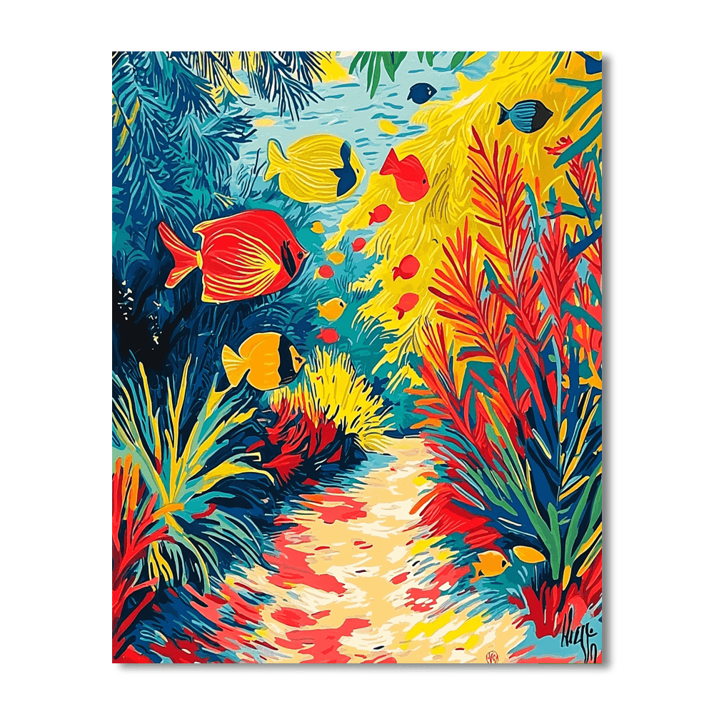 Henri Rousseau Inspired Underwater Dream In Kaleidoscope Colors  Paint By Numbers