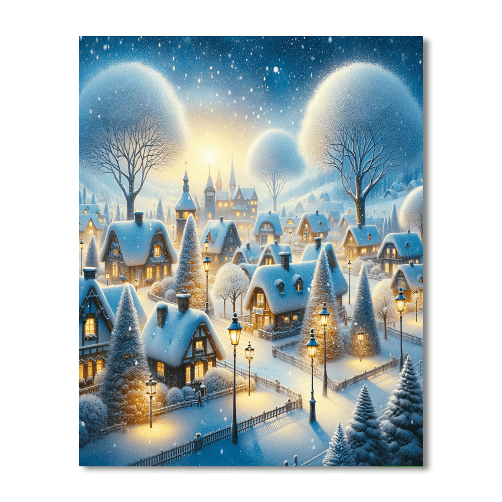 Glistening Snowy Village Paint By Color