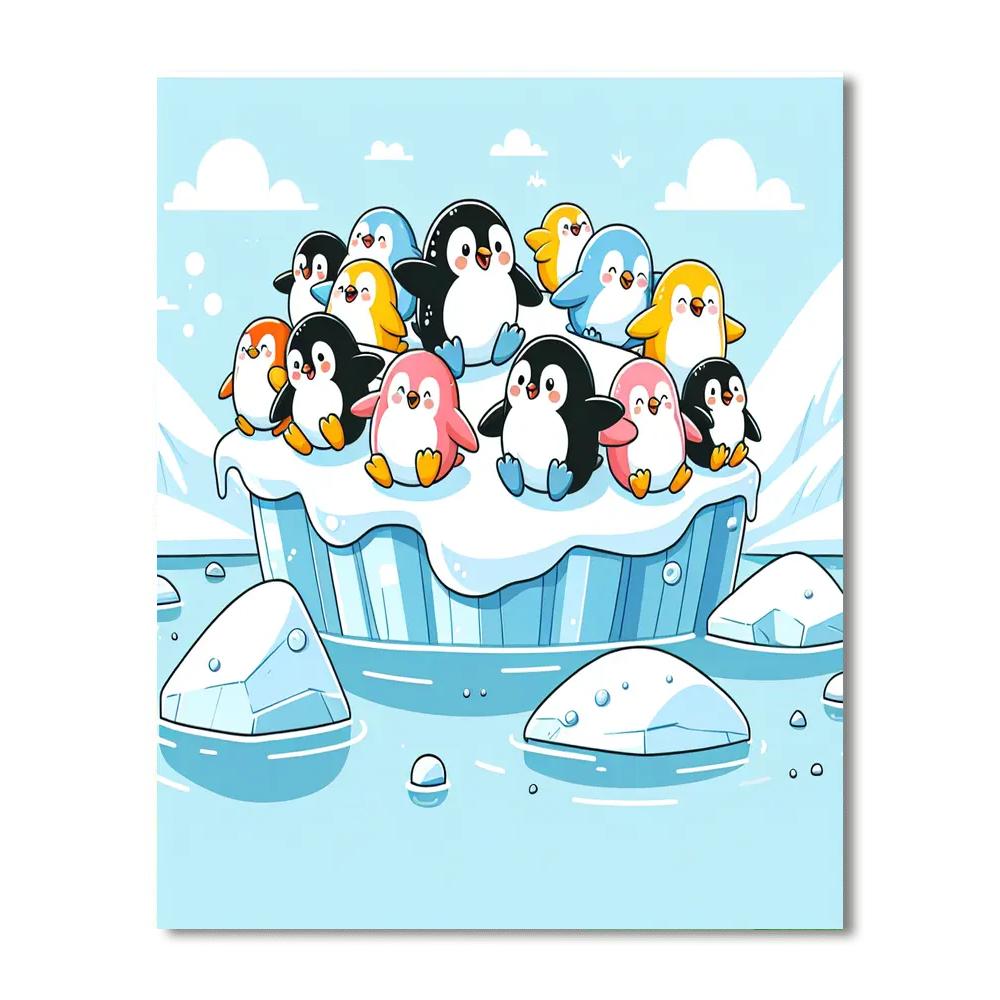 Polar Playtime With Penguins Painting Number Kit